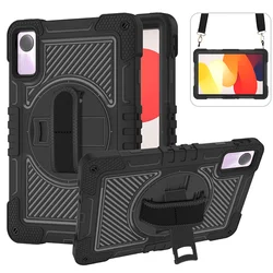 Versatile 360° Rotating Tablet Case with Kickstand, Shockproof Protection, and Hand & Shoulder Straps for Redmi Pad 2 2025 (Black)