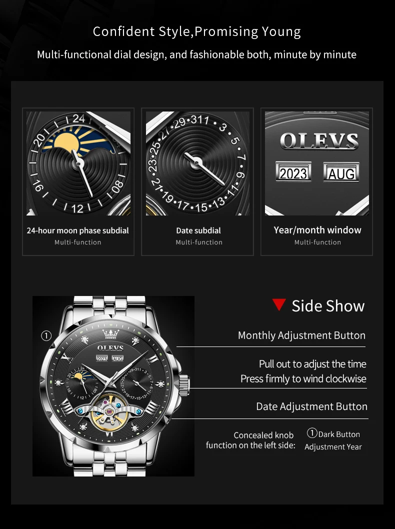 OLEVS 6691 Luxury Tourbillon Automatic Mechanical Watch description image 7