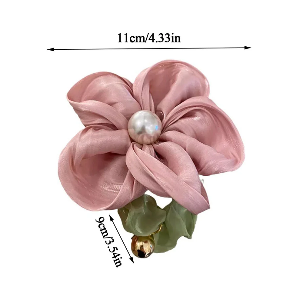 Elegant Pearl Rhinestone Flower Hair Rope Scrunchie