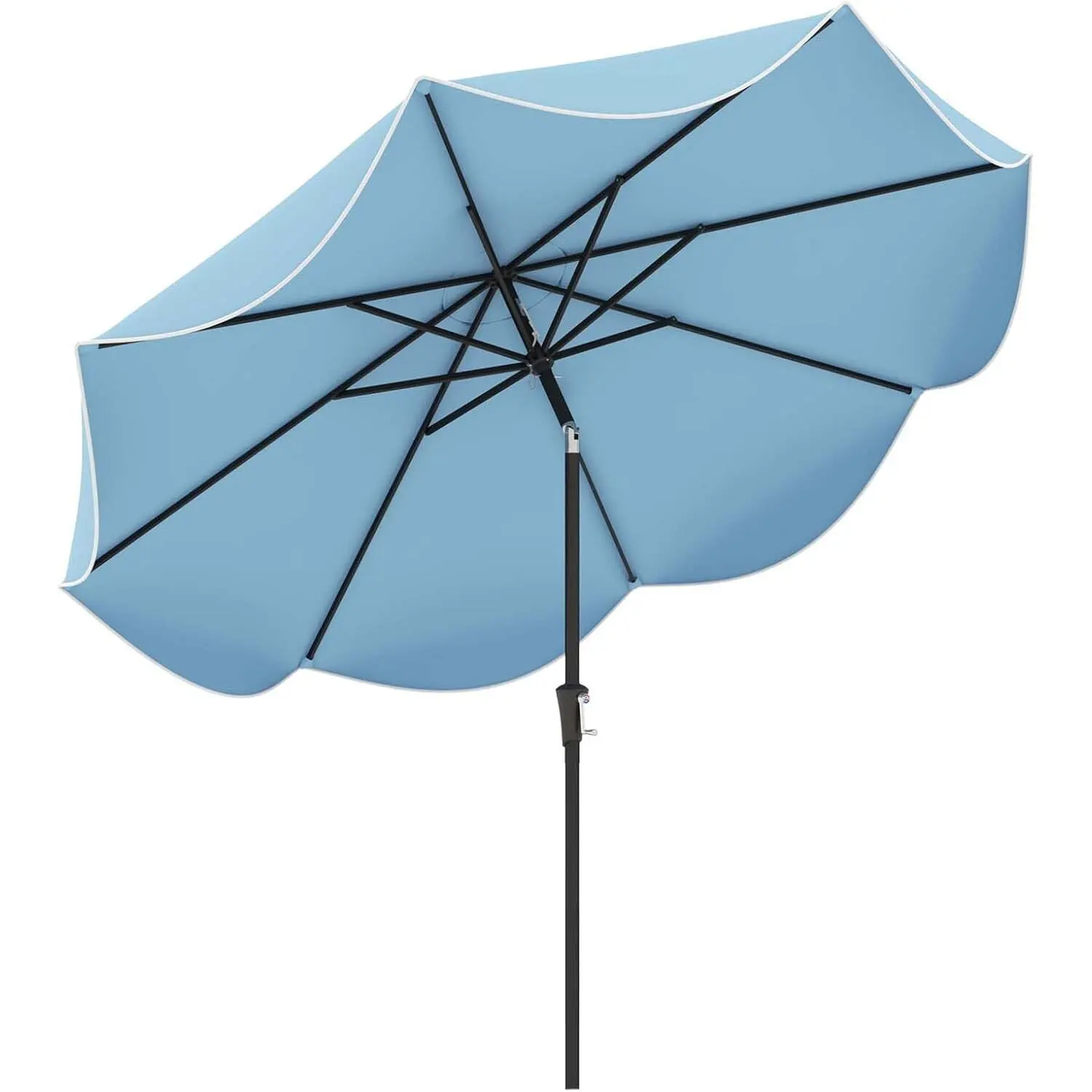 Parasol 270 cm, Garden Umbrella with Crank and Valance, 25° Bendable on Both Sides, Patio Umbrella with 8 Ribs, navy