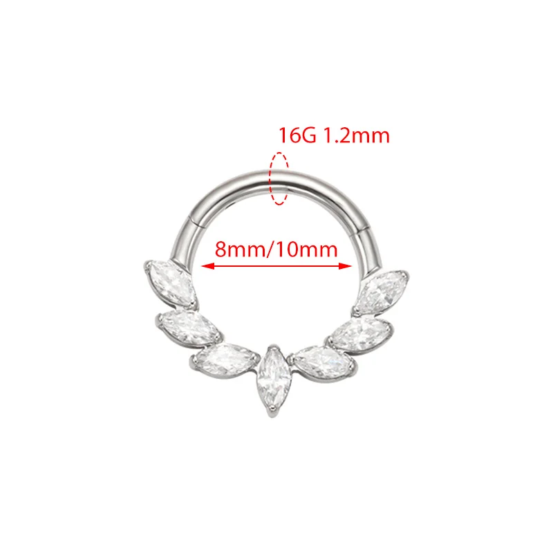 ASTM F136 Titanium Ear Piercing Marquise CZ Hinged Segment Nose Ring Cartilage Hoops Women Rook Septum Clicker Piercing Jewelry | Sale Bangladesh ASTM F136 Titanium Ear Piercing Marquise CZ Hinged Segment Nose Ring Cartilage Hoops Women Rook Septum Clicker Piercing Jewelry Sale Bangladesh
