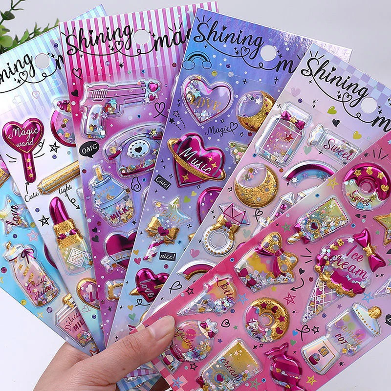 

Блестящие 3D наклейки, Самоклеящиеся украшения для рукоделия, Вибрирующая наклейка для декоративного скрапбукинга, подарок для девочек, игрушка «сделай сам»