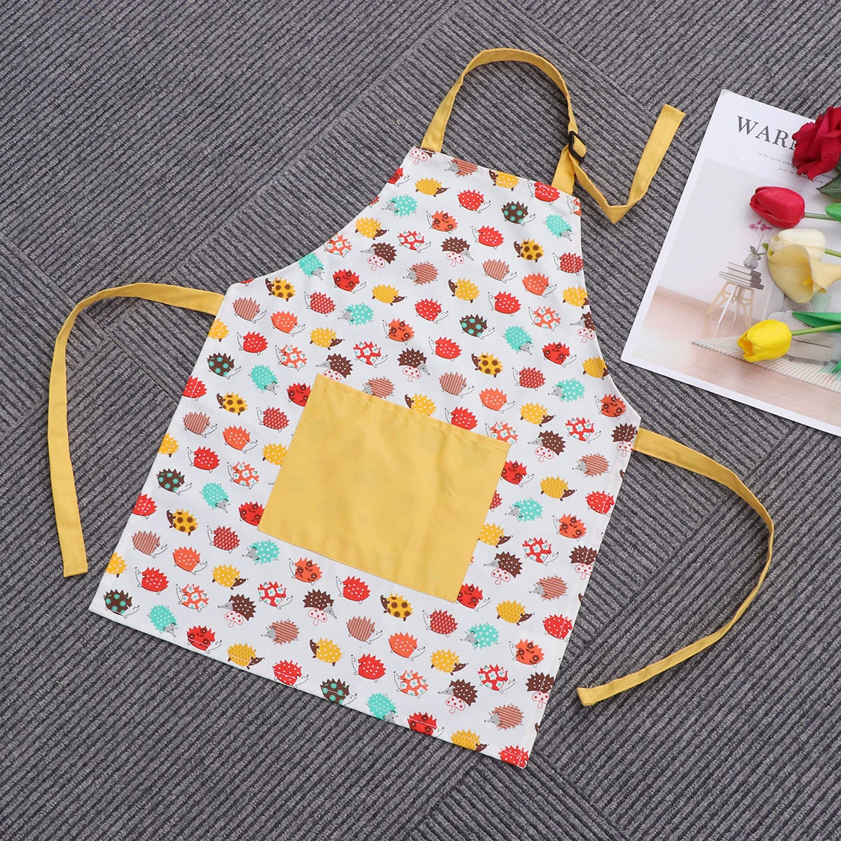

Cotton Cooking Apron Hanging Neck Apron Pattern Water Painting Apron Pinafore Small Cooking Bib for Children Cooking