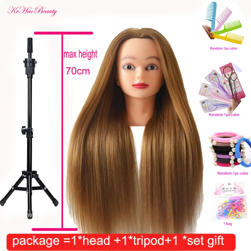 בובת ראש עבור תסרוקות Mannequin ראש עם 100% סינטטי ארוך ראש אימון שיער צמת שיער עם מהדק פאה Stand