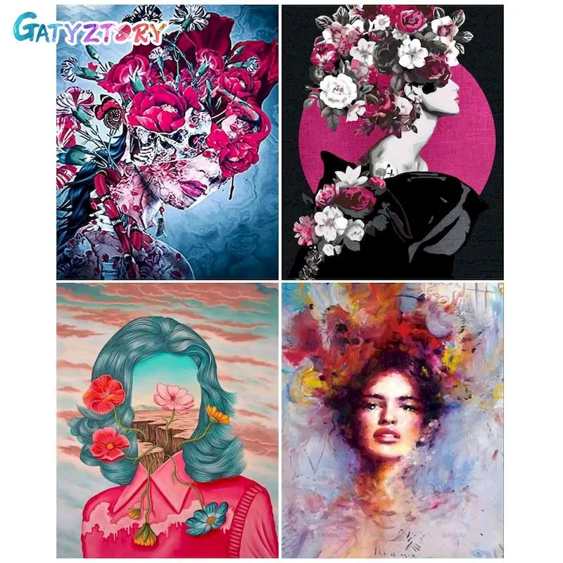 

GATYZTORY Coloring By Number Girl Kits For Adults Handpainted DIY Picture By Number Portrait On Canvas Home Decoration 40x50cm