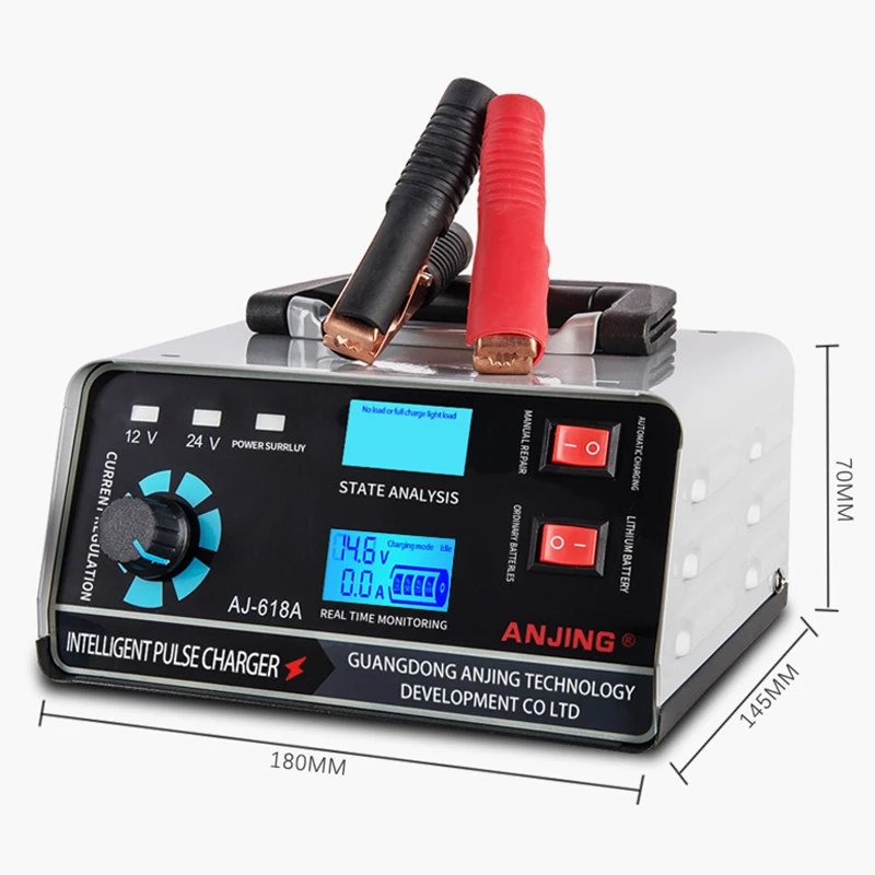 차량용 배터리 충전기 지능형 펄스 수리, 고출력 충전기, 듀얼 LED 디스플레이, 12V, 24V, 오토바이 SUV 트럭용, 400W