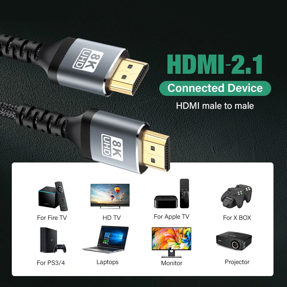 Ultra High-Speed HDMI 2.1 Cable with 8K and 4K HDR Support - Multiple Lengths Available