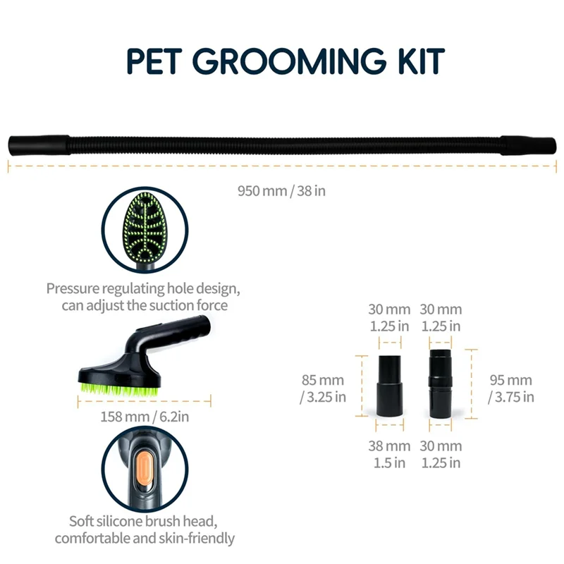 TCF-Kit per toelettatura animali domestici, attacco per aspirapolvere per spazzole per cani, spazzola con spazzola per spargimen - immagine 6