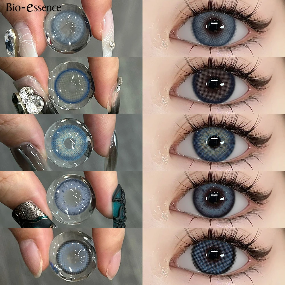 Bio-essence 1Pair Myopia Lenses Blue Eye Lenses Color Contact Lenses for Eyes Lenses With Diopters Prescription Fashion Lenses