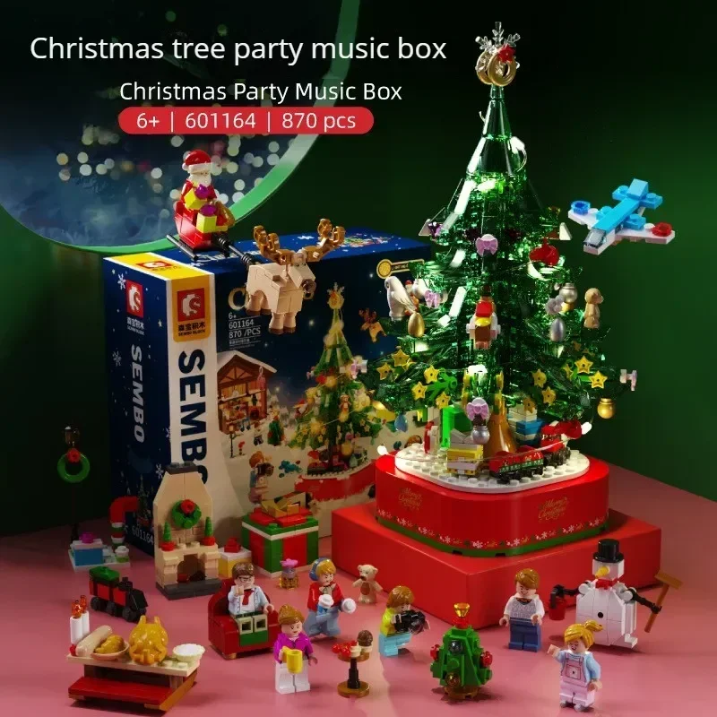 

DIY Christmas Tree Music Box Potted Bouquet Building Blocks Bricks Home Decoration Desktop Ornament Girl Gift Children's Toys