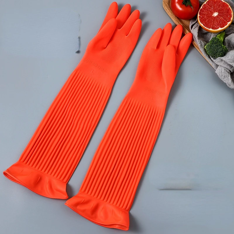 

1Pair Lengthen Dishwashing Cleaning Gloves Silicone Rubber Dish Washing Glove for Household Scrubber Kitchen Clean Tool
