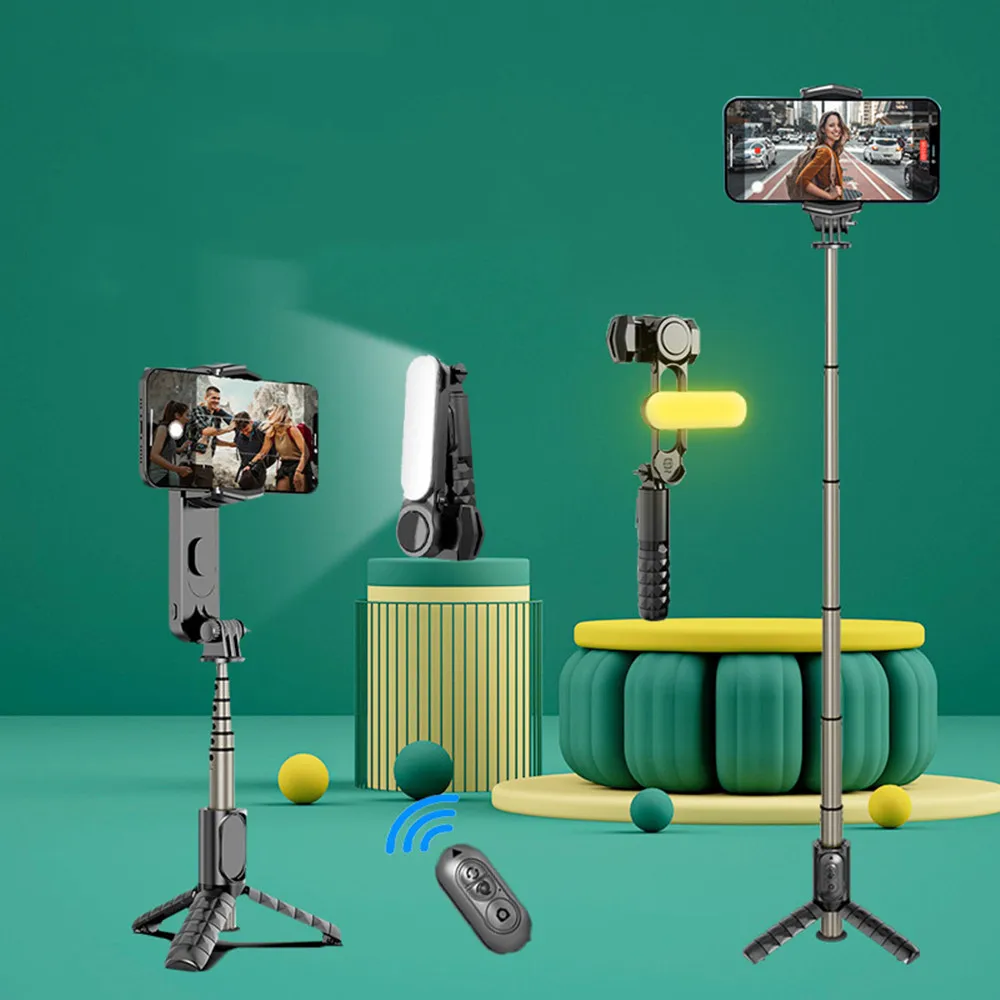 

Bluetooth Handheld Gimbal Stabilizer with Fill Light Anti-shake Smartphone Stabilizer Selfie Stick Tripod Portable Phone Holder