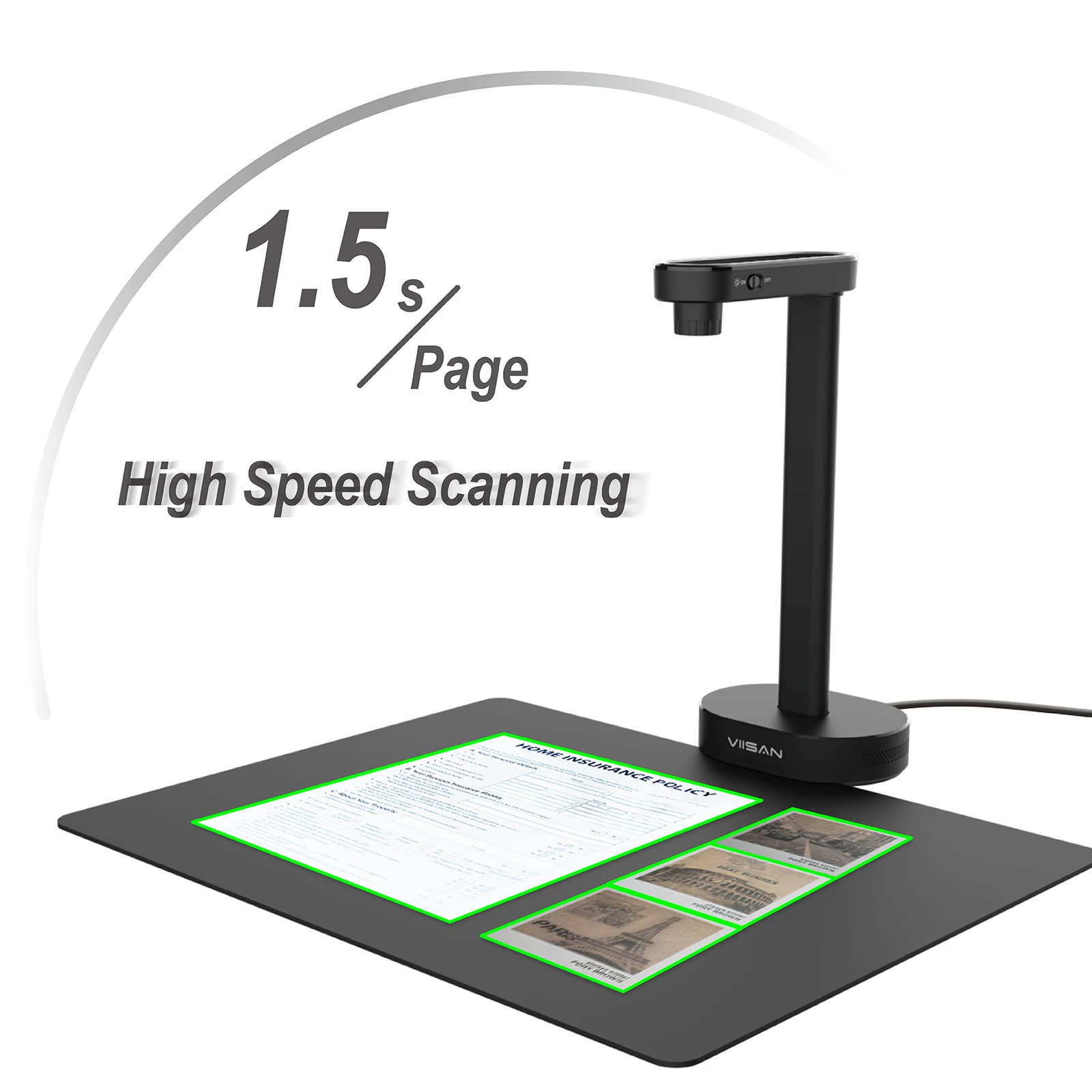 Portable Document Scanner Camera with USB and Deskewing