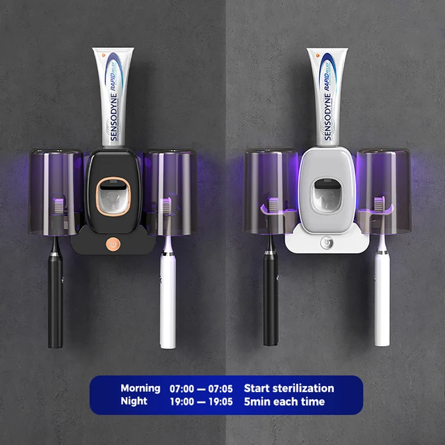 Oneup Smart Uv Fogkefe Tartó Sterilizálás Automatikus Fogkrém Sajtolás Nélküli Otthoni Szervező Fürdőszoba Kiegészítők Készlet - Image 5