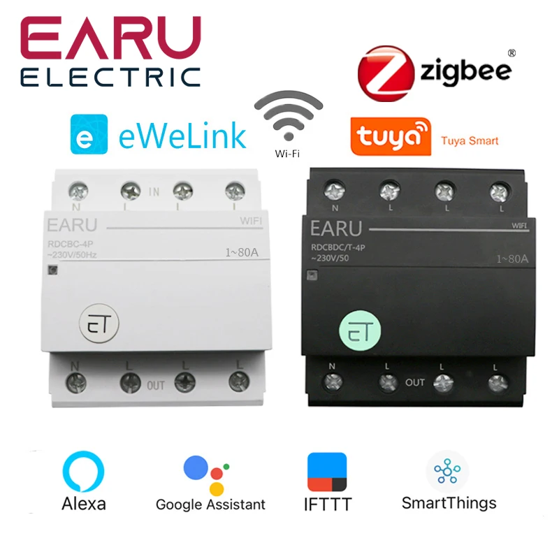 Zigbee/WIFI Smart Circuit Breaker Timer Relay Switch Voice Remote