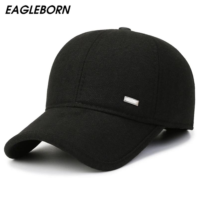 

EAGLEBORN New Men Baseball Cap Winter Hat Dad Hat Black Fleece Baseball Cap Thickened Warm Baseball Cap Fluff Hat for Men Caps