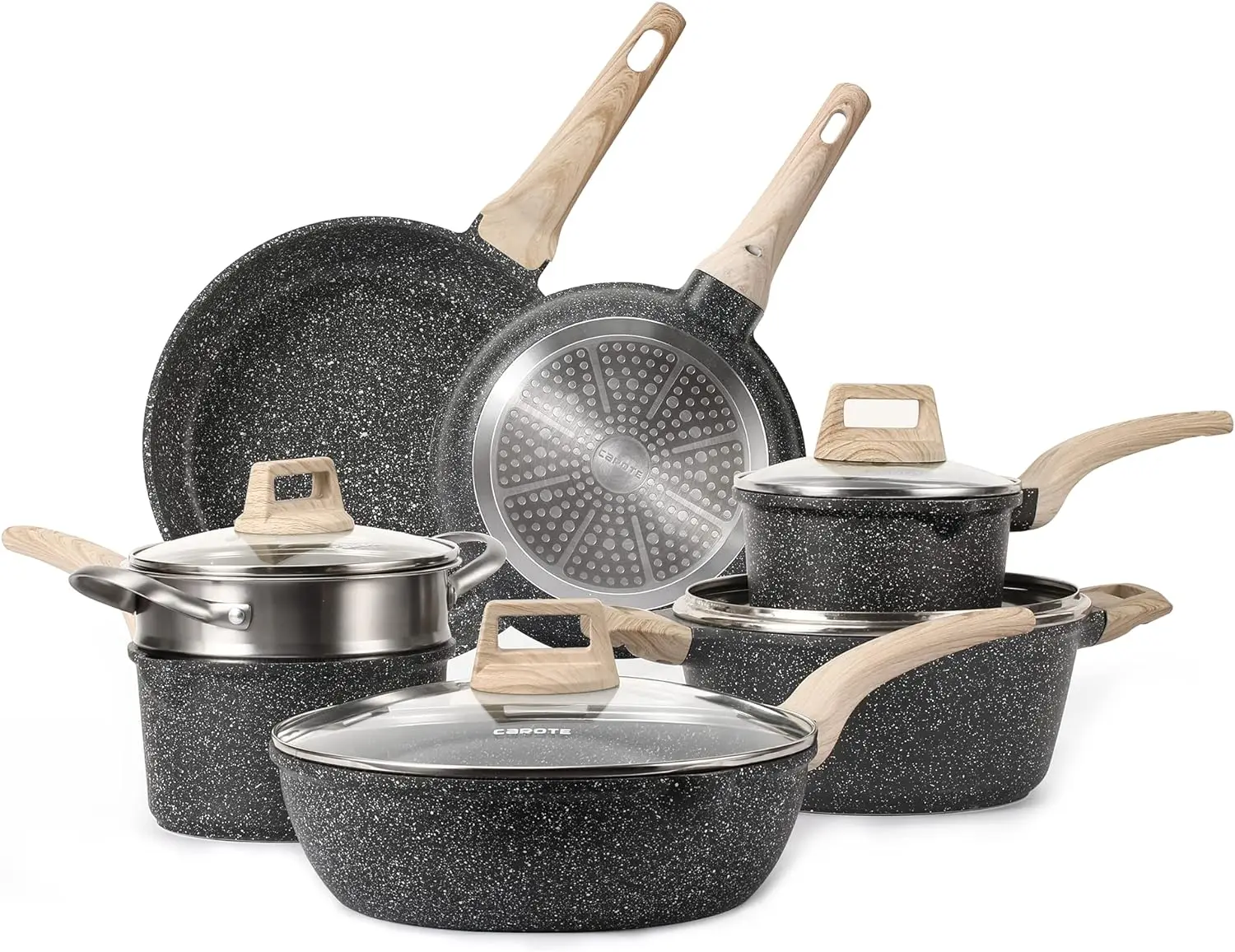 Juego De Ollas Y Sartenes De Granito Antiadherentes Utensilios Set Para  Cocina