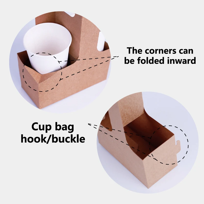 25 Pieces Hand Flower Box Kraft Paper Cup Holder Flower Arrangement Gift Box Coffee Takeaway