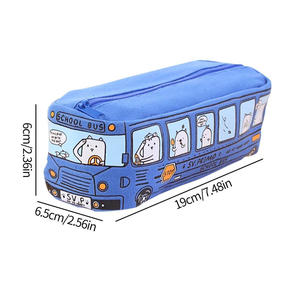 Creative Bus Pencil Case Large Capacity Pencil Bag Cartoon Car Pouch Student Kids Cute Stationery Kawaii Student Gifts
