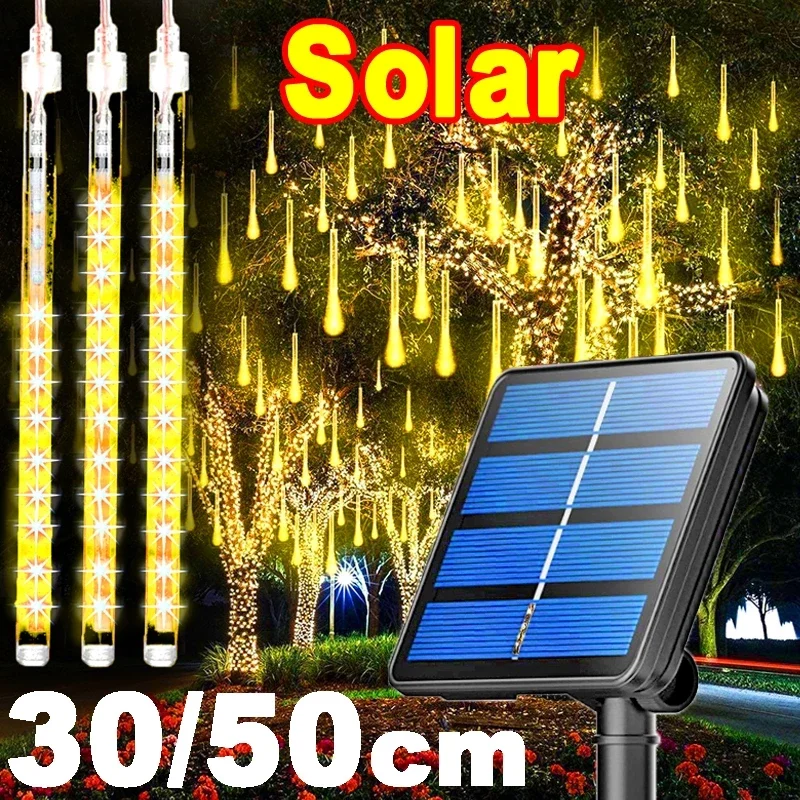 Led Meteor Shower Christmas Rain Lights Outdoor Solar Meteor Shower Led Light