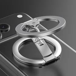 Magnetic Multifunctional Foldable Metal Phone Holder - Double - Sided and Universal Compatibility (Silver)