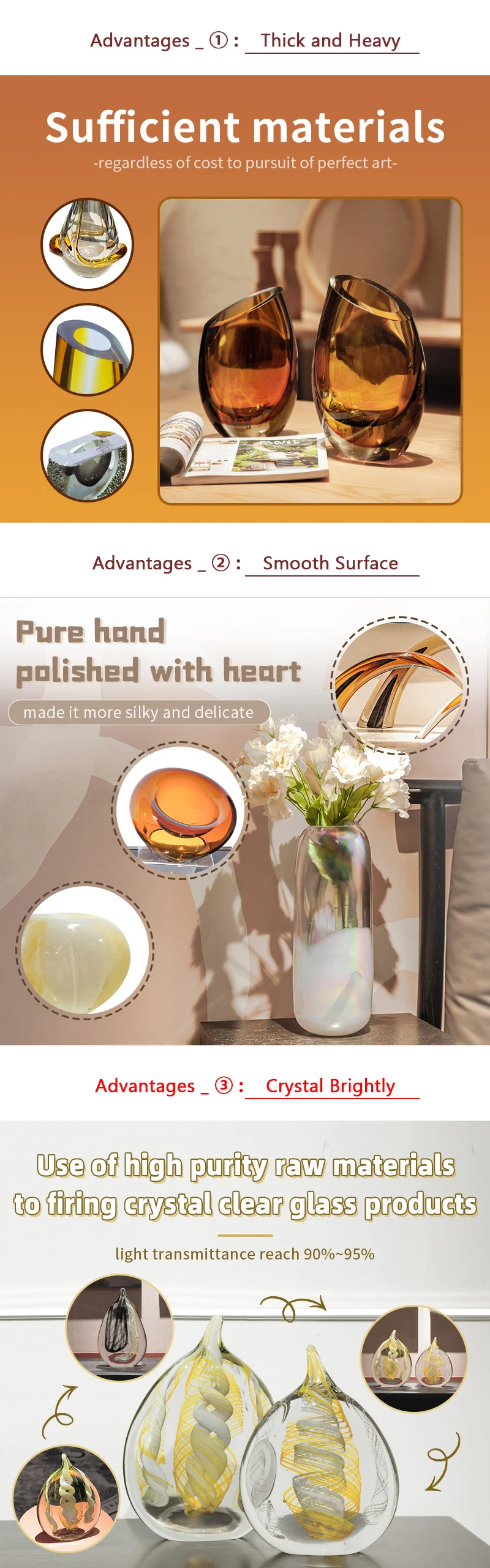 Description Picture 4 of itemHigh quality handmade home decoration glass vase interior design center