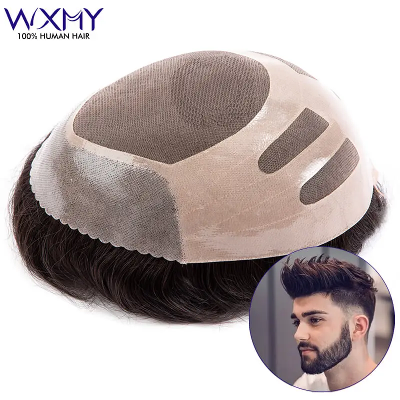 

Toupee For Men Bond Mono On Top PU Front With NPU Back Base Male Hair Prosthesis 100% Natural Human Hair Man Wig Exhuast Systems