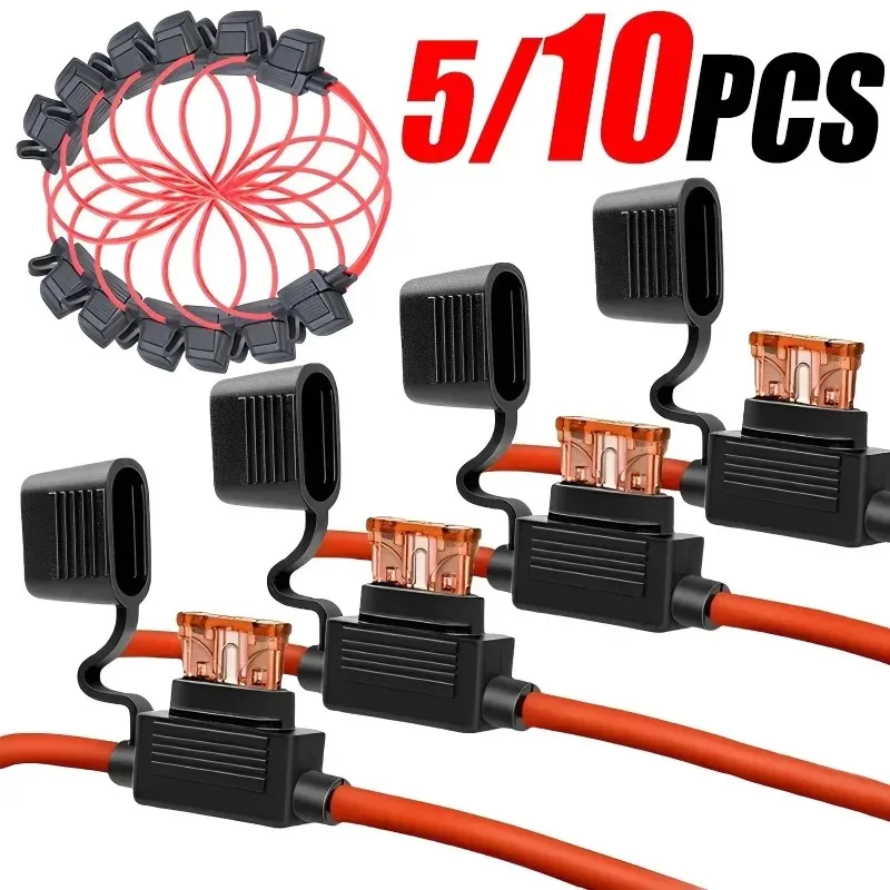 Car Mini Blade Fuse Holder Splash-proof Box 12V 30A Wire Cutoff Switch Socket 10/5pcs fuse holder