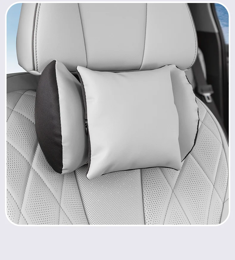 High quality car neck pillow headrest lumbar support leather material Comfort an