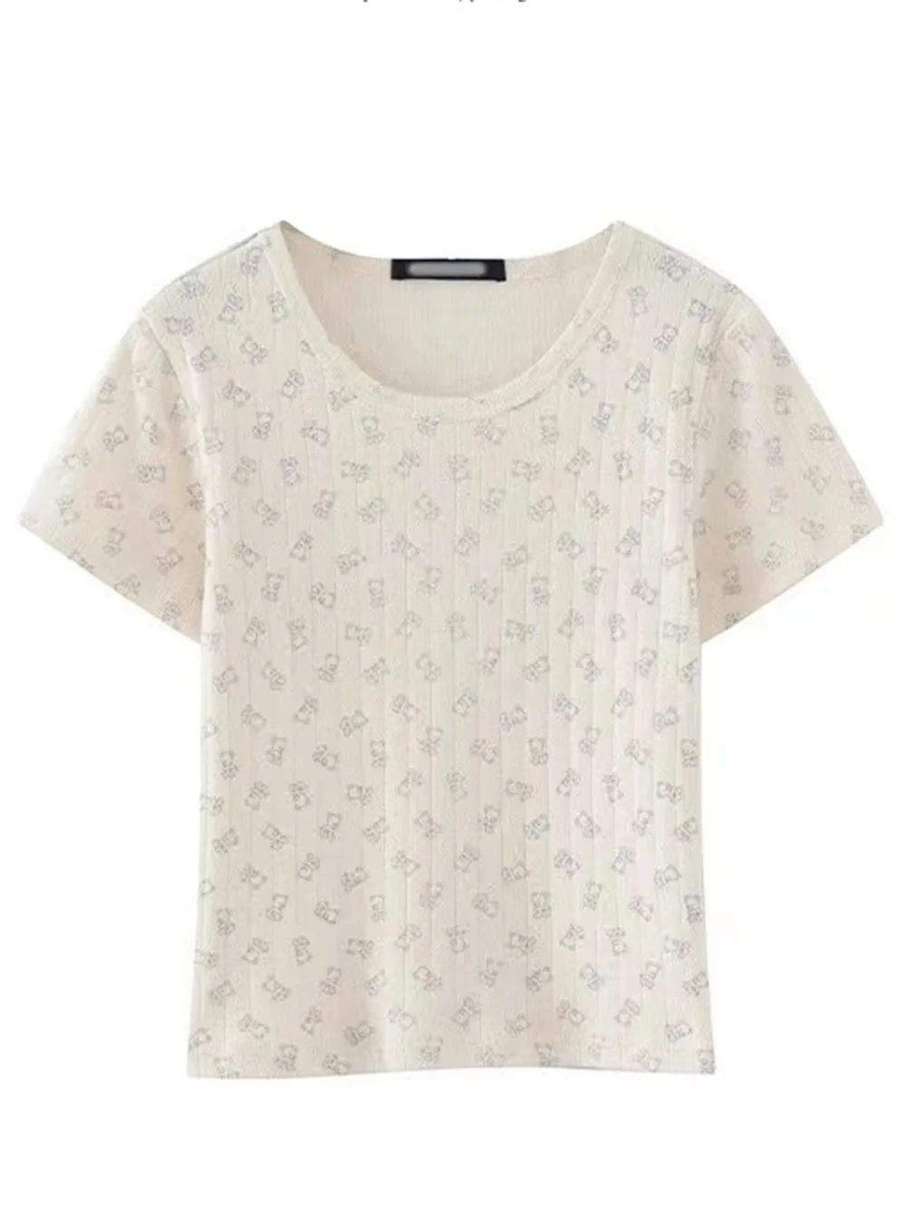 

Модная женская футболка PUWD 2023, Женская Повседневная Удобная трикотажная рубашка из чистого хлопка с принтом маленького медведя, женские рубашки