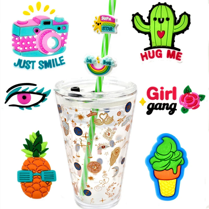 20PCS/set straw toppers love and peace hot selling peace love wholesale straw topper mold charms straw cover cap for cup 3