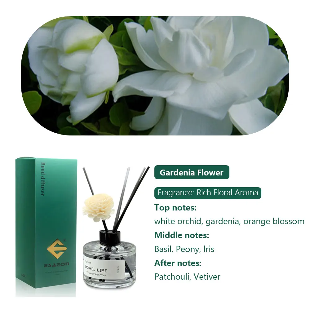 Difusor de aromaterapia de longa duração com óleo essencial de gardênia ESAEON 150ml, grande capacidade, para casa e escritório.