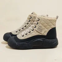 Autumn and Winter New   with Thick Velvet and High Contrast Thick Bottom Snow Sports and Leisure Non slip Cotton Boots 2