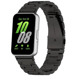Metal Stainless Steel Fashion Wristband - Comfortable & Durable Strap for Samsung Galaxy Fit 3 (Black B)