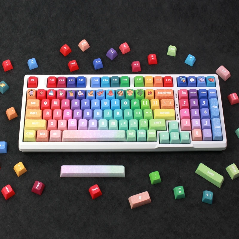 

GMK Mechanical Rainbow Gradient Keycap XDA Profile 133 Keys Keyboard PBT Dye Sublimation Multicolour DIY Keyboard Accessories