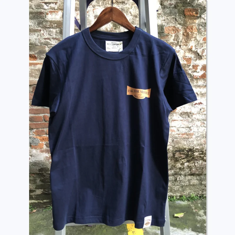 Spring Summer New Retro Motorcycle Letter Printed T-shirt 200g Round Neck Short-sleeved Outdoor Hiking Trekking Students Clothes