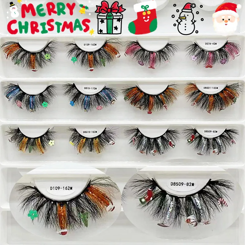 

Asiteo 3D Faux Mink Lashes With Christmas Cartoon On Them Full Strip Christmas Party Cosmetics Makeup Charming False Eyelashes