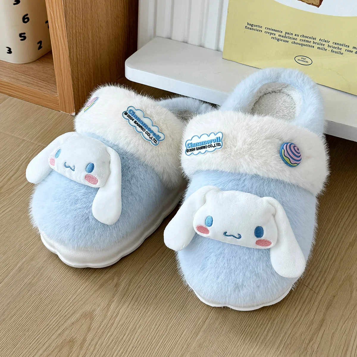 Super Cute Winter Cotton Slippers Warm Antislip Sweet Shoes Kuromi Hello Kitty Cinnamoroll Soft Comfortable 4