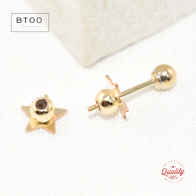 Real 14K Gold Filled Star Ear Clutches 3mm Earring Backs Wholesale Supplies for Jewelry DIY Accessories Gold Jewelry Finding