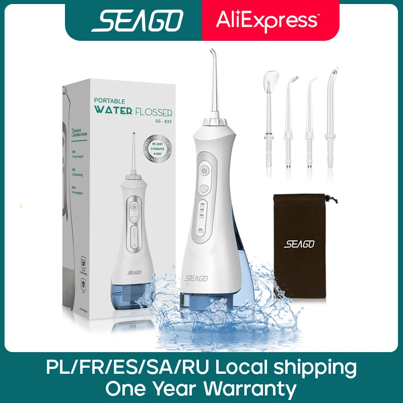 SEAGO جديد الفم الأسنان الري المحمولة جهاز تنظيف الأسنان بالماء USB قابلة للشحن 3 طرق IPX7 200 مللي المياه لتنظيف الأسنان SG833|Oral Irrigators| – AliExpress