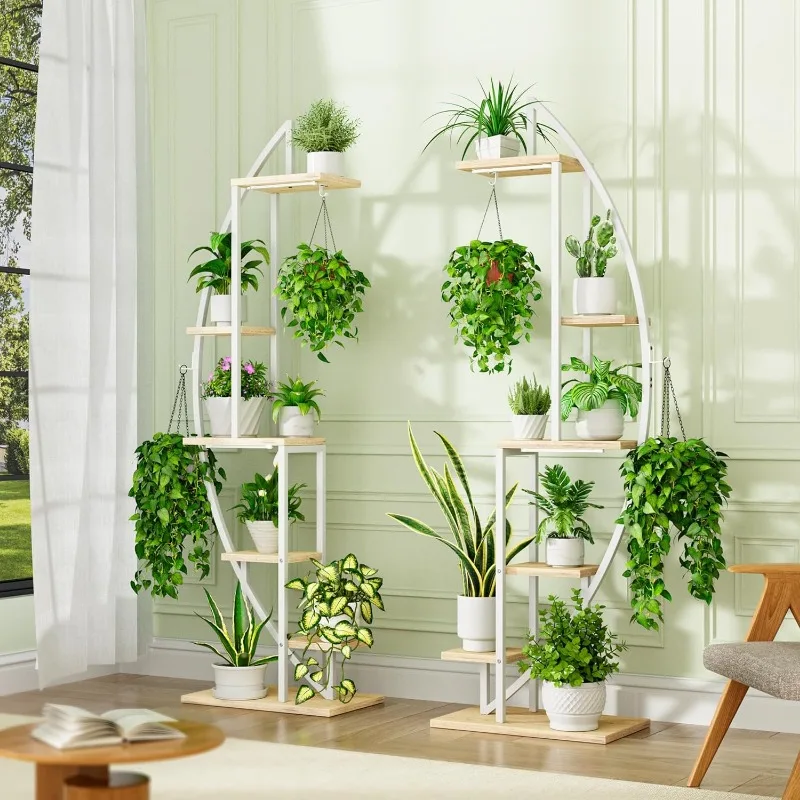 6 Tiered Tall Plant Stand Indoor with Grow Lights 63" Metal Stand for Indoor Plants Multiple plant stand