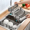 Kitchen Shelf Sink Retractable Draining Basket To Wash Fruits and Vegetables Draining Rack Drying Rack Adjustable Drainage Racks 1