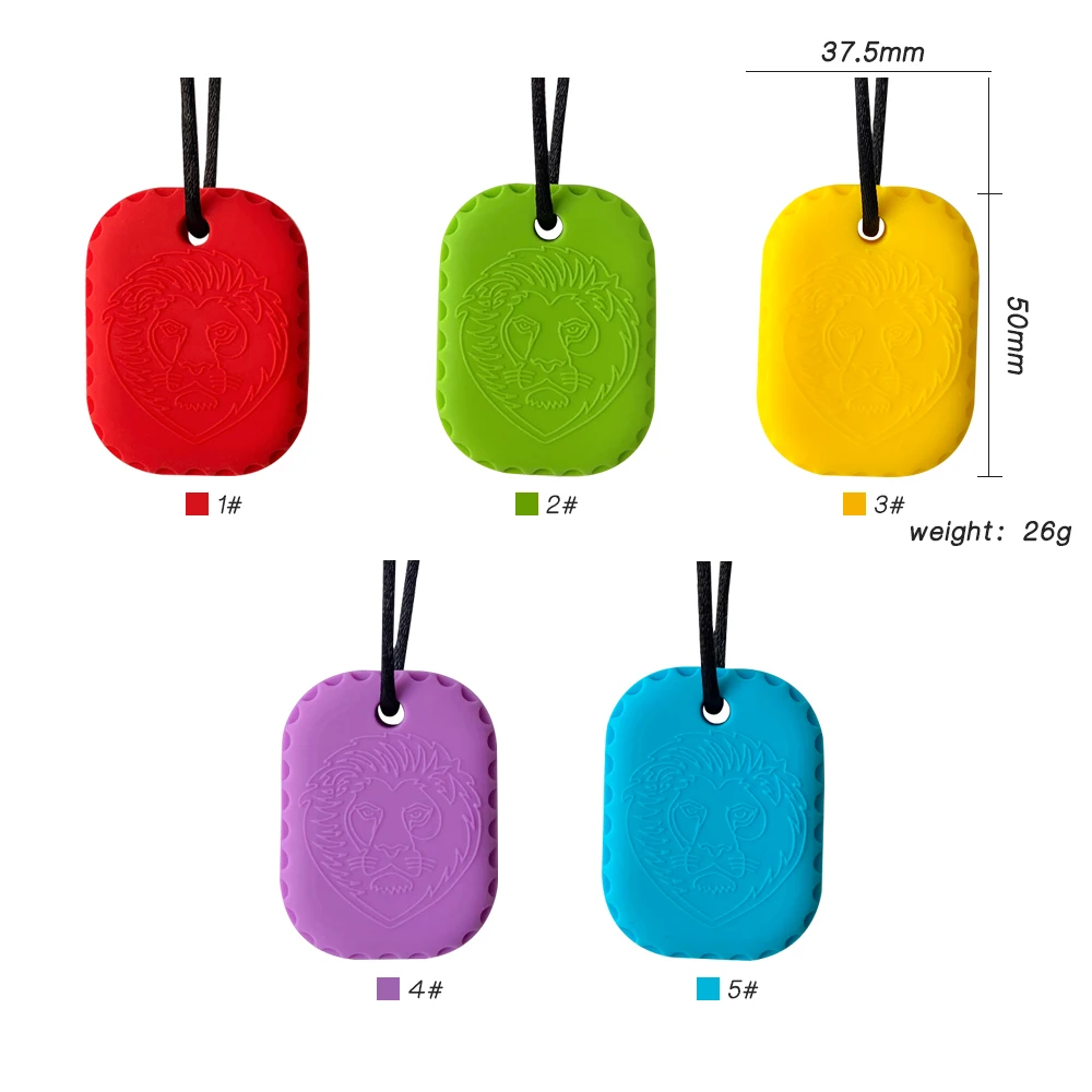 1pc Silicone Baby Teether Kids Chew Necklace Sensory Chewy Pendant Oral Motor Toys Therapy Tools for Autism ADHD chidren's goods 4