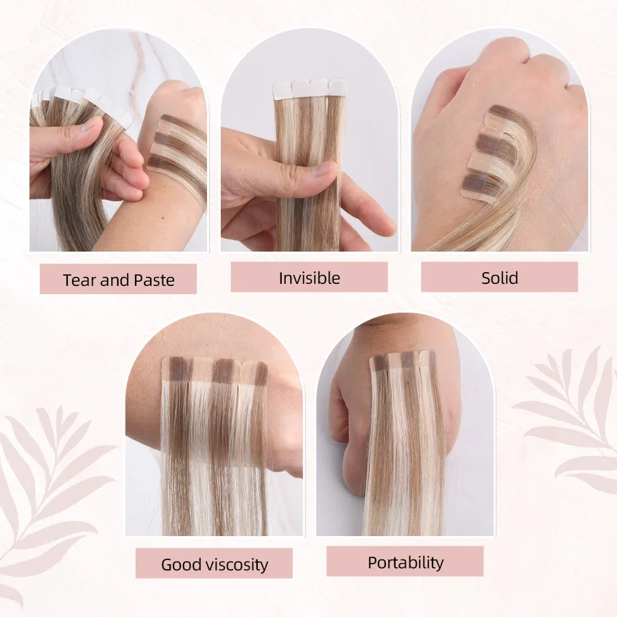 Mini Tape In Human Hair Extensions Straight Seamless Skin Weft Invisible Natural Non-Remy Human Hair Adhesive Extension