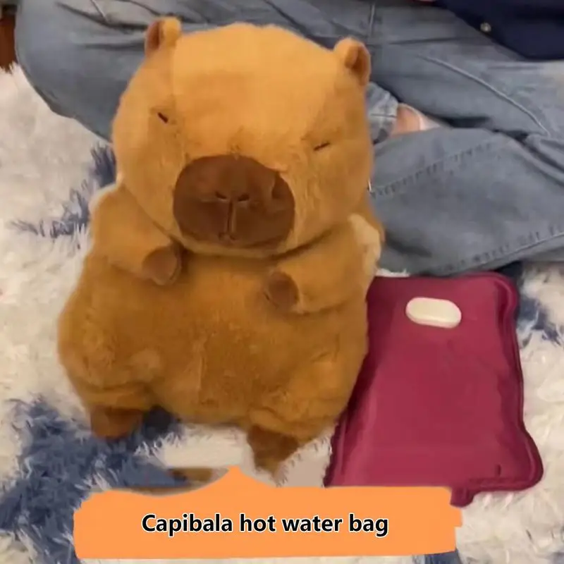 Portable Hand Warmer Capybara Hot Water Bottle Plush Toy Winter Large Warm Bottle Plush Pillow Doll With Hand Filling Pouch Cartoon Hand Warmer Bag
