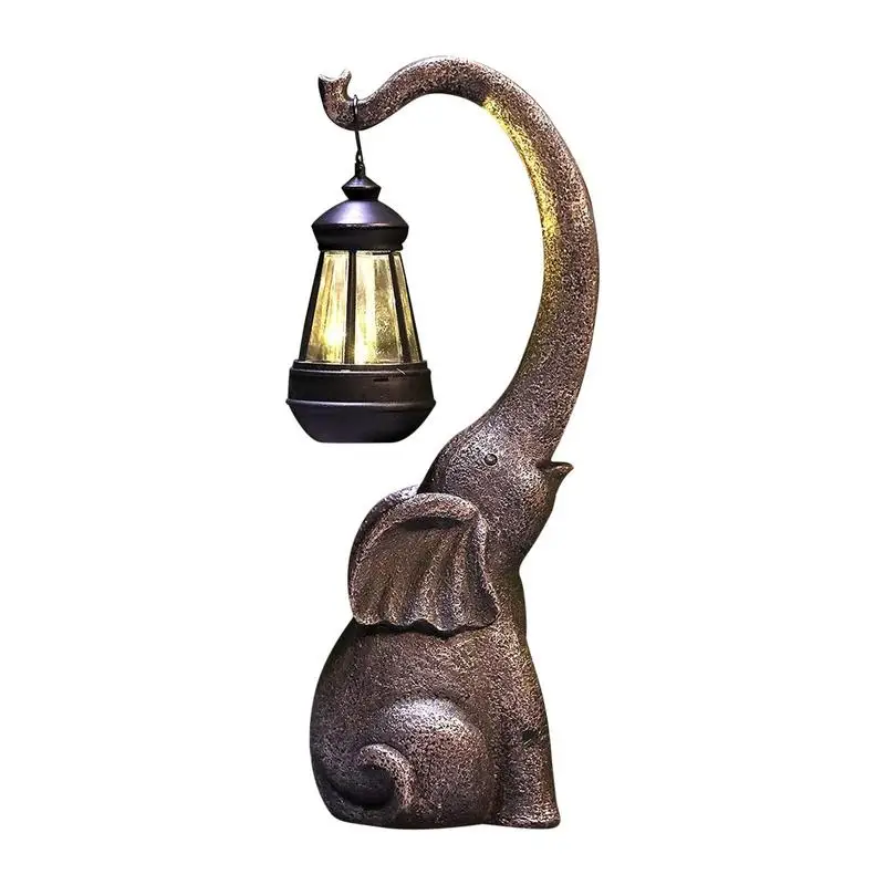 

Retro Garden LED Solar Lights Elephant Resin Crafts Ornament Outdoor Waterproof Solar Decorative Lights Patio Lawn Decorations