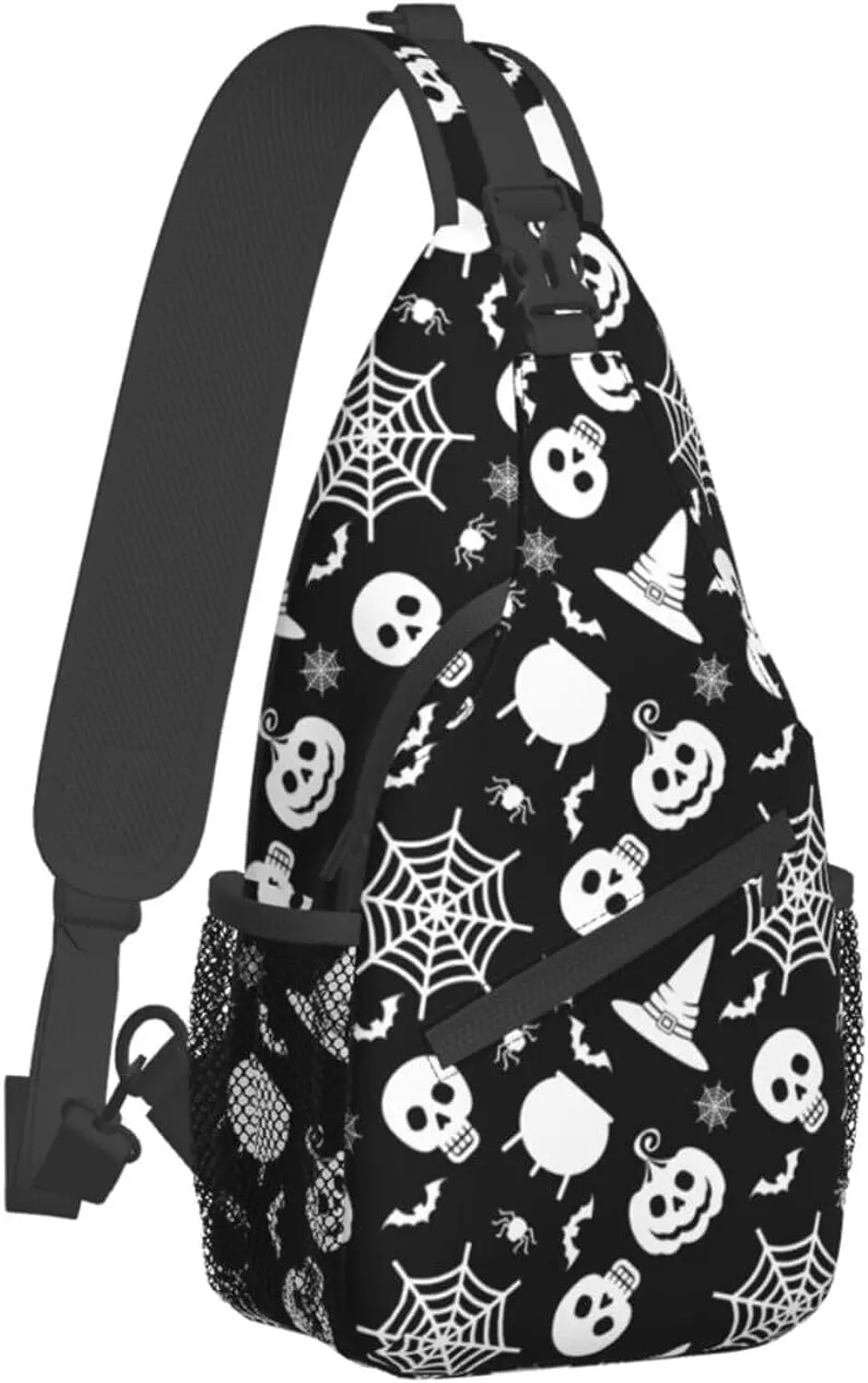 

Cobweb Ghost Cartoon Halloween Hiking Daypacks Crossbody Sling Backpack Shoulder Bag Chest Bag for Outdoor Cycling Travel