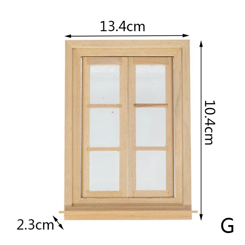 1/12 Dollhouse Miniature Door Window Frame Unpainted Doll Wood External Single Door Unpainted Diy Door 2