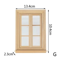 1/12 Dollhouse Miniature Door Window Frame Unpainted Doll Wood External Single Door Unpainted Diy Door 2