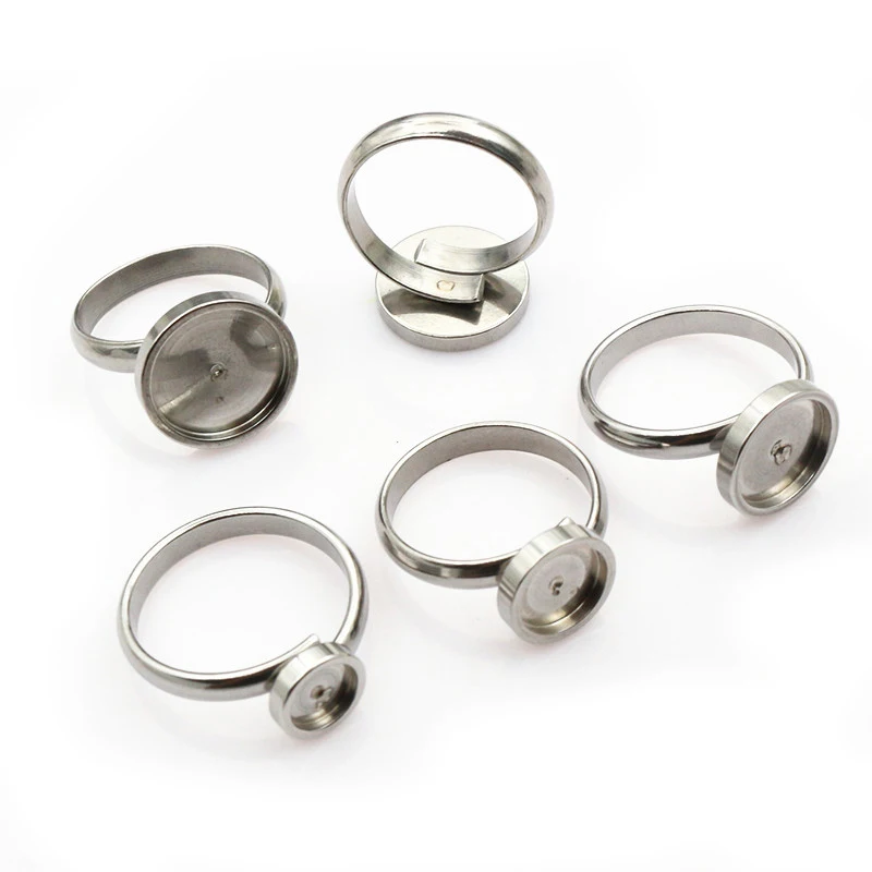 5 Stück Edelstahl 6-14mm Innere Größe Handwerk Ring Cabochons Leere Basis Einstellungen Tablett DIY Schmuck Herstellung Zubehör Zubehör